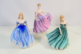 Three Royal Doulton Figure Of The Year lady figures comprising 2000 Rachel # HN3976,