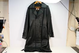 A leather coat, size L.
