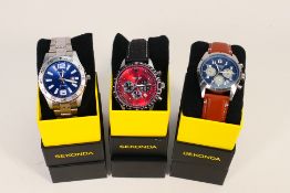 Three boxed Sekonda wristwatches comprising models 1741, 1938 and 2397.