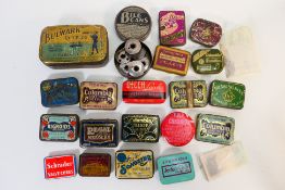 A quantity of vintage advertising tins for gramophone needles and other, some with contents.