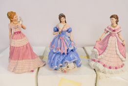 Three bisque porcelain figures by Wedgwood to include Enchanted Evening,