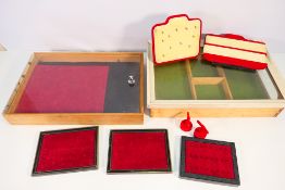 Two counter top jewellery and similar display cases, largest approximately 12 cm x 47 cm x 32 cm.