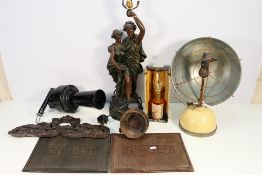 Lot to include a boxed oil lamp, figural table lamp and other.
