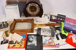 A mixed lot to include an Enfield mantel clock, Twice As Much fan club newsletter and ephemera,