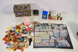 Lot to include stamps, pin badges, miniature ceramics / doll's house items and other.