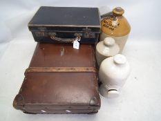Vintage items to include: A pair of Manfield & Son black leather ice skates,