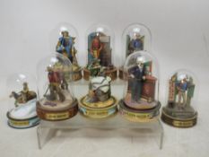 John Wayne - Eight limited edition hand painted TFM sculptures under glass domes,