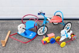 Mobo - Tudor Rose - A group of vintage toys including a Mobo tricycle, a Mobo rocking horse,