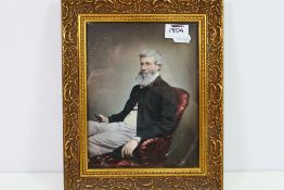 John Horsburgh - A Victorian overpainted print depicting a bearded gentleman, signed and dated 1885,