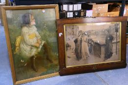 Two large framed prints, largest approximately 50 cm x 74 cm image size. [2].