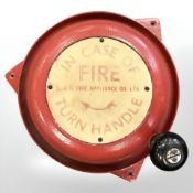 An L & G Fire Appliance Co Ltd hand-cranked fire bell, diameter 29cm.
