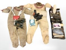 Two Siebe Gorman & Co diver's suits, both with a canvas harness,