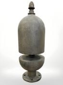 A heavy cast brass steam whistle, height 50cm.