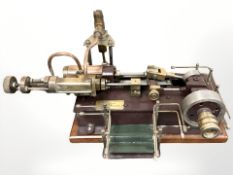 A live steam stationary engine, with brass inset plaque marked A Urwin, Bedlington, width 31cm,