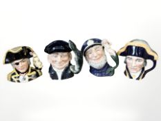 Four Royal Doulton character jugs comprising Lord Nelson, Lobster Man, Old Salt,