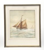 R W Liddell (late 19th/early 20th century) Fishing boats at sea, watercolour and colour chalks,