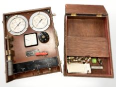 An underwater welding apparatus by Clucas Diving, Hull, in teak box with various fittings.