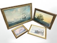 A group of gilt framed maritime prints including a Charles Napier Hemy print 'The Crabber's Bait',
