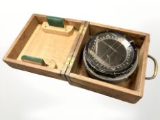 A Type P4A compass, No. 13649T, in wooden case measuring 23cm wide.