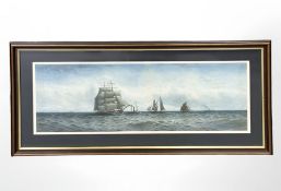 William Thomas Nichols Boyce (1857-1911) Fishing boats and a trawler at sea, watercolour,