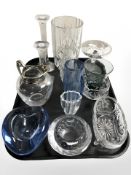 Scandinavian glass vases, candlesticks,
