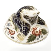 A Royal Crown Derby Mole paperweight, with gold stopper,