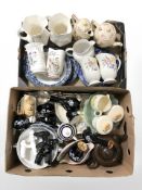 Various ceramics including Maling lustre jugs, Prinknash pottery,