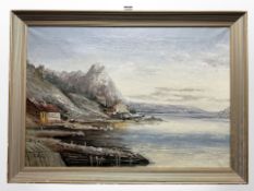 A N Tear : Buildings by a shore, oil on canvas, 64 cm x 44 cm.