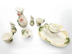 A group of Graff porcelain teapot, vases, mugs, basket and tray.