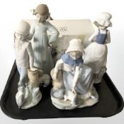 Four various Nao figures of girls, one boxed, tallest 25 cm.