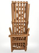 A teak garden bench.