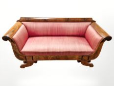 An early 20th century Continental mahogany salon settee,