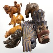 Group of eastern carved wooden ornaments