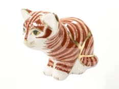 A Royal Crown Derby Sitting Ginger Kitten paperweight, no.