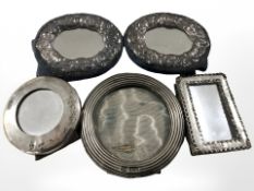 Five antique silver-mounted photo frames,