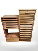 Two 20th century Scandinavian tambour front pedestal filing chests (both a/f) CONDITION