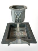 A turquoise glazed pottery planter, height 23 cm,