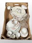 Royal Copenhagen tea china, glass wares, tureen on stand,