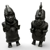 A pair of Benin bronze figures, height 30 cm.