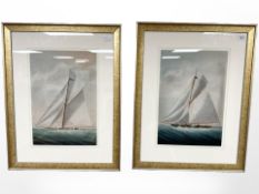 Early Twentieth Century English School : A Gaff-Rigged Sloop Racing in a Stiff Breeze,