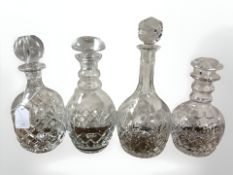 Four crystal decanters,