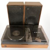 A Dynatron Goldring G 101 turntable and a pair of Dynatron teak-cased speakers