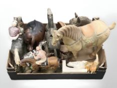 A group of horse ornaments, decorative figures, race horses etc.