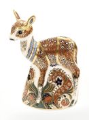 A Royal Crown Derby Fawn paperweight, with gold stopper,
