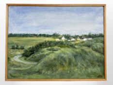 Danish School : Buildings on farmland, oil on canvas, 40 cm x 30 cm.