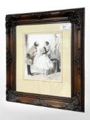 Paul Cavarni : Baliverneries Parisiennes, lithograph in colours, 19 cm x 17 cn,