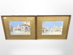 S Power : Cairo Street scene, watercolour, signed, 34 cm x 24 cm, together with the companion piece,