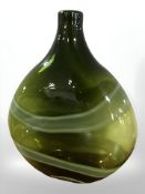 A large green art glass vase, probably by Murano, height 34 cm.