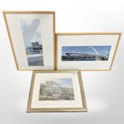 After Walter Holmes : The Tyne Bridge, colour print, signed, numbered 102/250, 27.