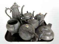 A group of 19th pewter tea wares